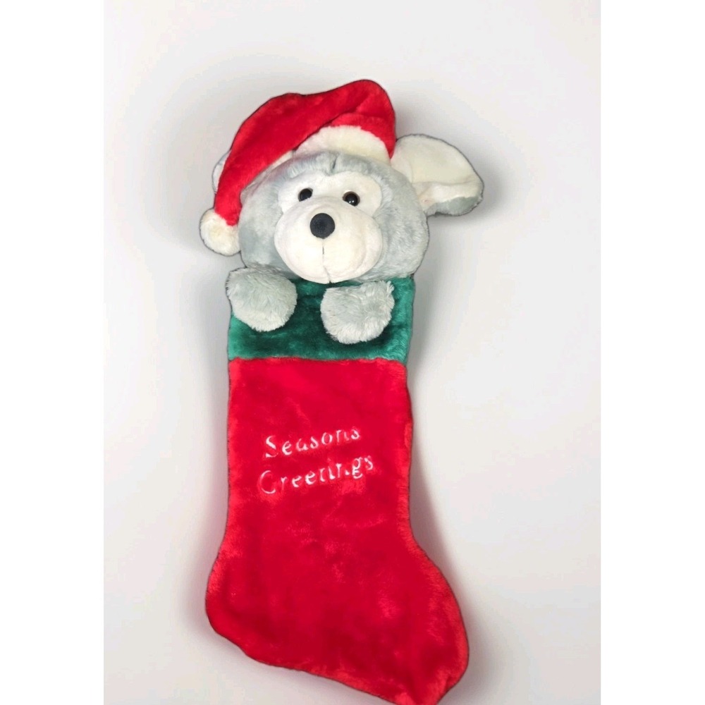 Vintage TB Trading Company Mouse Plush Christmas Stocking Lot Large 22"